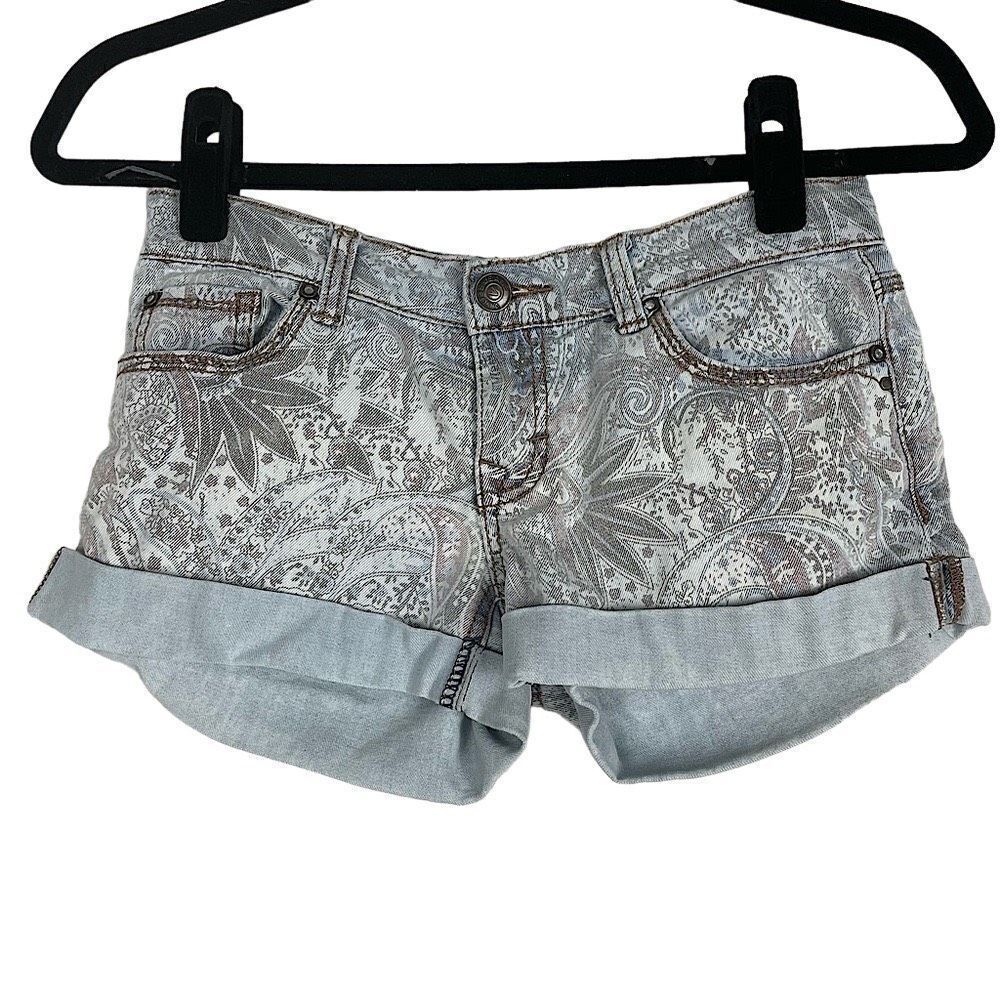 Vigoss Jeans Printed Denim Shortie Shorts - Women’s 10